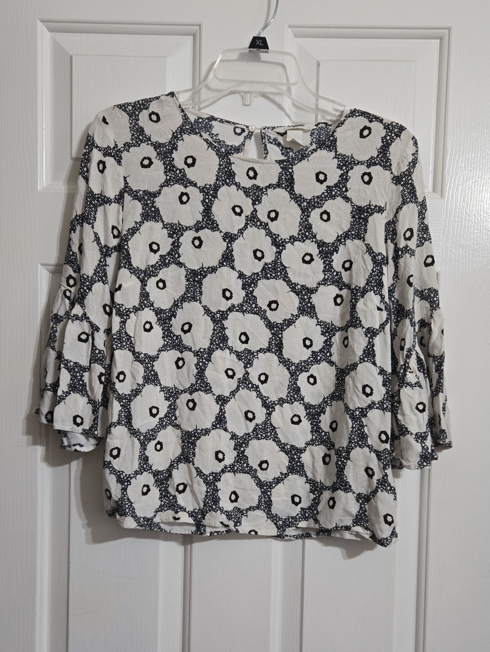 H&M White Tunic with Black Floral Pattern